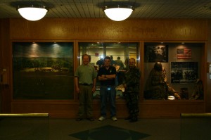 Billy Marples (center) with art display at the Omaha VA hopspital