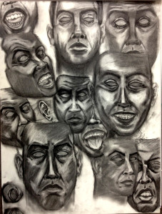 Kyle Foster -Many Faces of PTSD, Charcoal 2015